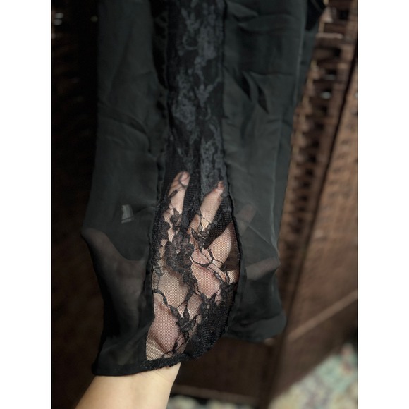 Pinc Black Lace Trim Sleeveless Tank Top Women's Size Medium Lined - Picture 2 of 6